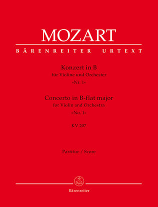 Book cover for Concerto for Violin and Orchestra, No. 1 B flat major, KV 207