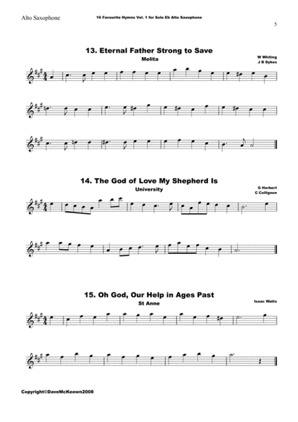 16 Favourite Hymns Vol.1 for solo Alto Saxophone image number null