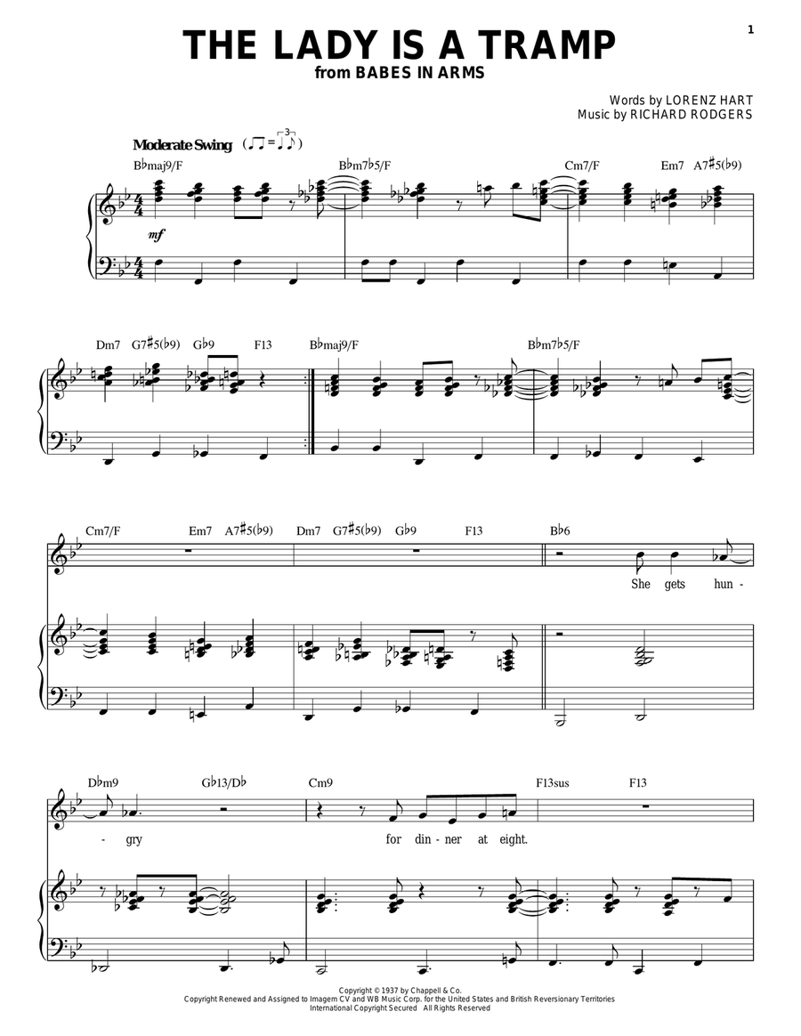 The Lady Is A Tramp Piano, Vocal scores gallery preview page 1