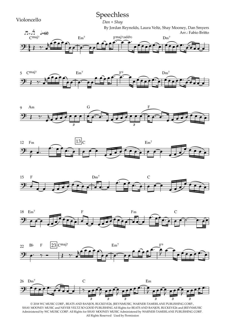 Speechless Cello Solo scores gallery preview page 1