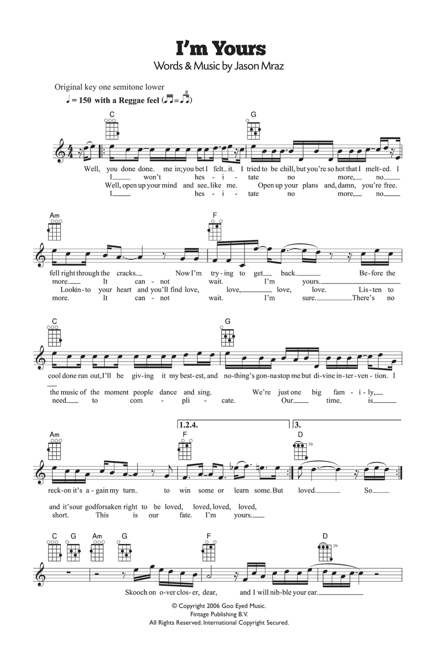 I'm Yours Ukulele scores gallery preview page 1