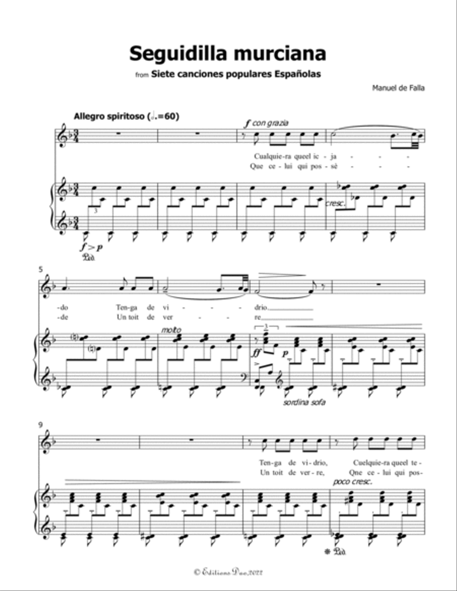 Seguidilla murciana, by Falla, in F Major Voice scores gallery preview page 3