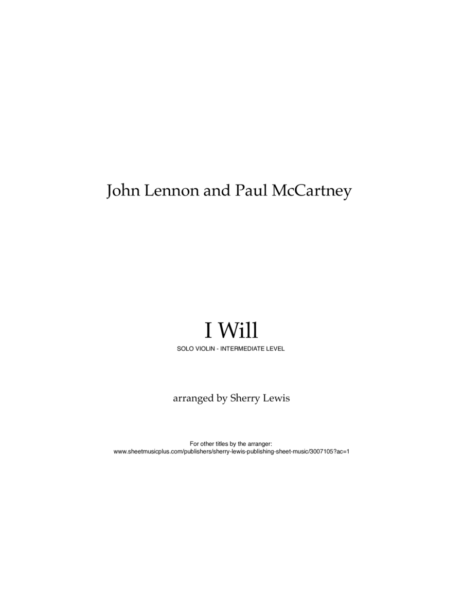 I Will Violin Solo scores gallery preview page 1