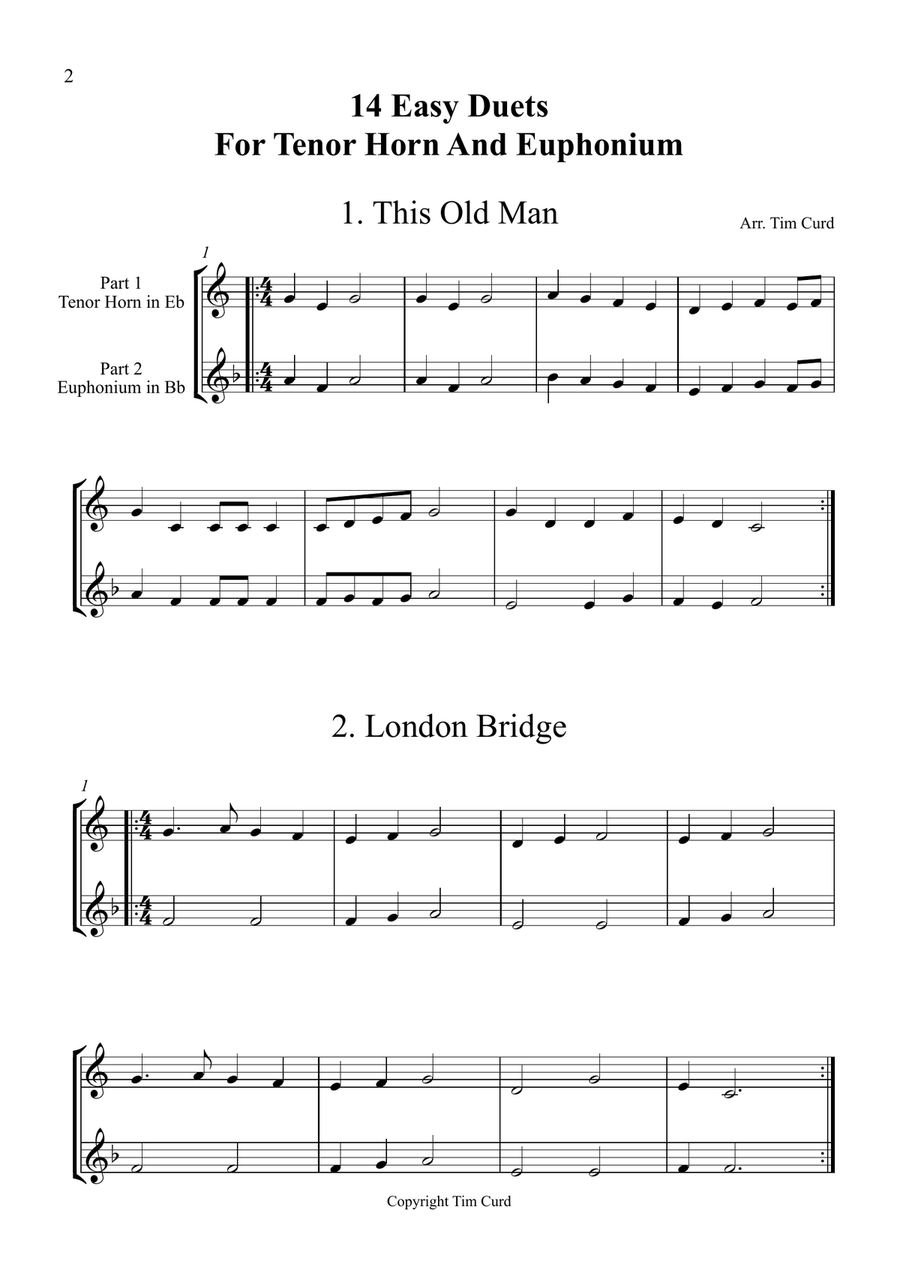 14 Easy Duets For Tenor Horn And Euphonium Brass Duet scores gallery preview page 2