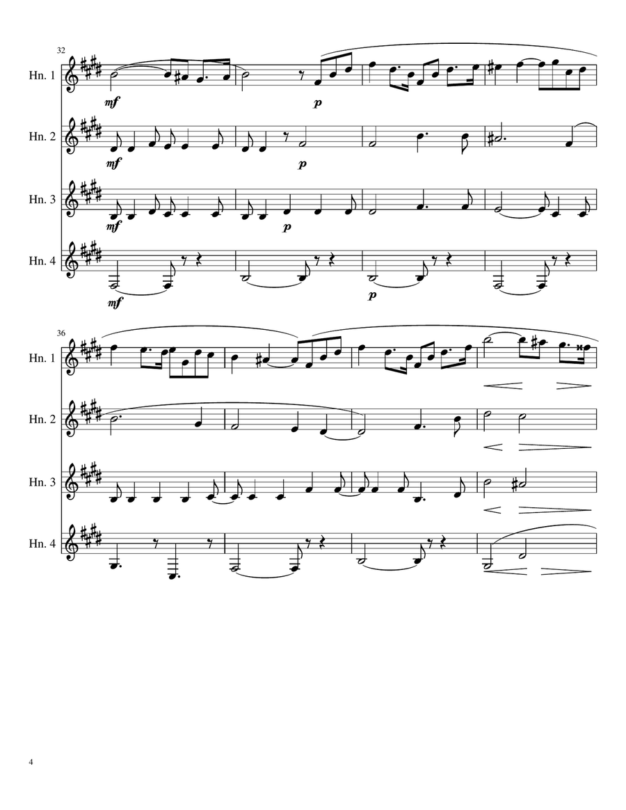 Richard Wagner - Elsa's Procession to the Cathedral - Horn Quartet French Horn Quartet scores gallery preview page 4