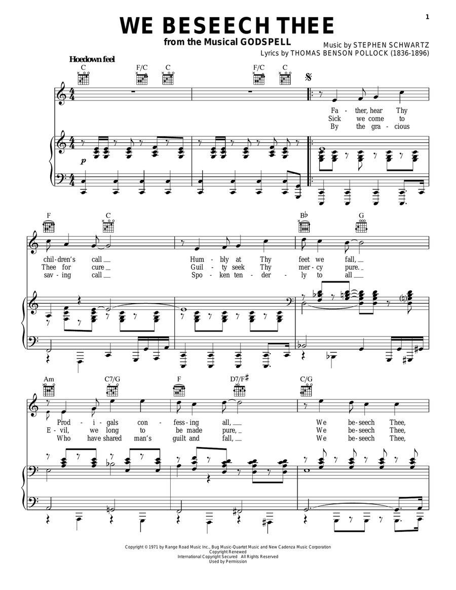 We Beseech Thee Piano, Vocal, Guitar scores gallery preview page 1