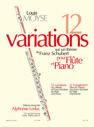 Book cover for 12 Variations Pour Flute Et Piano D'apres Schubert D 802