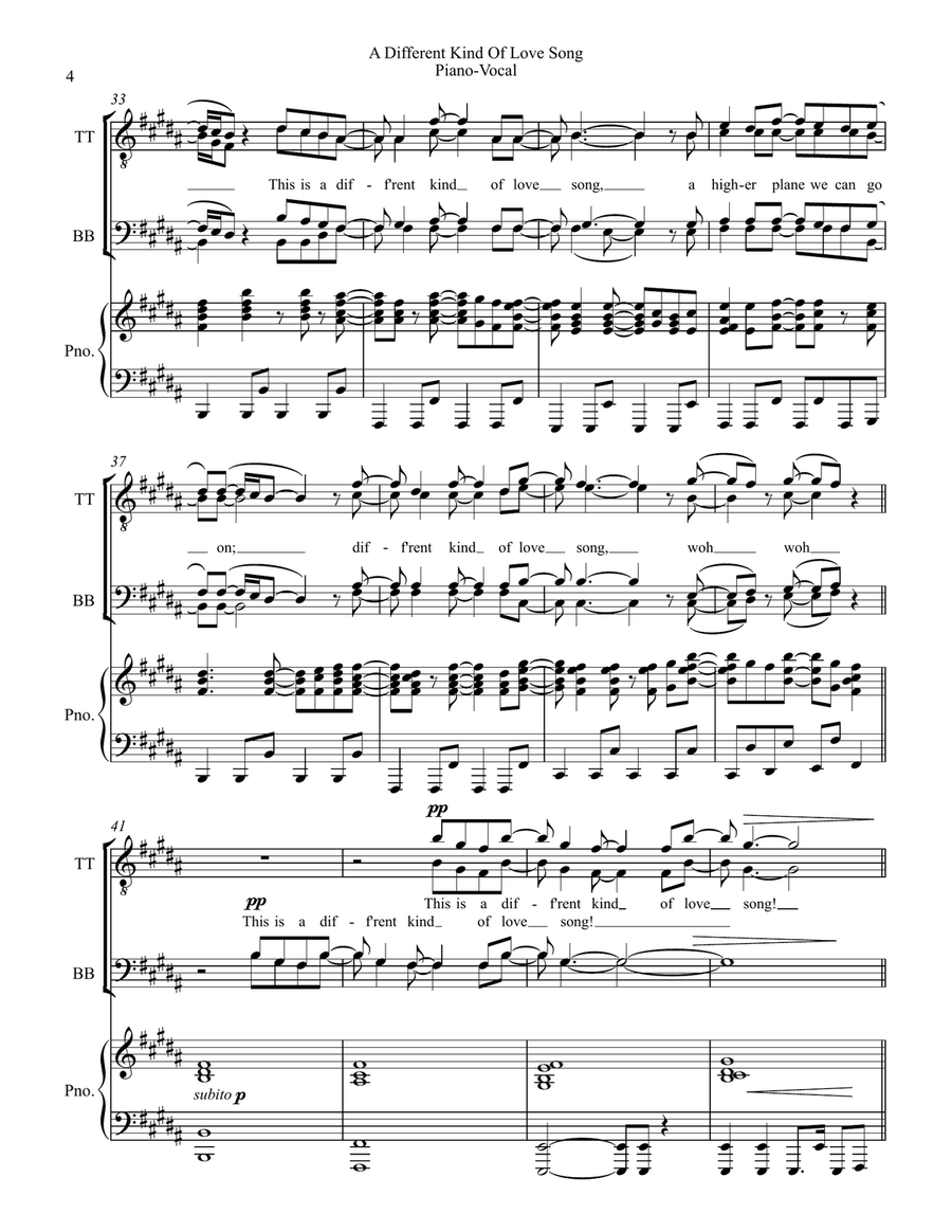 A Different Kind Of Lovesong TTBB scores gallery preview page 4