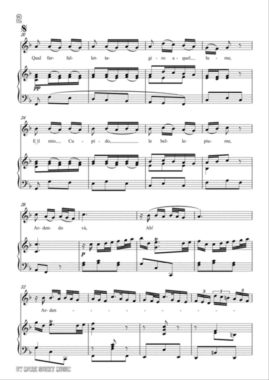 Handel-Qual farfalletta in F Major,for Voice and Piano Voice Solo scores gallery preview page 4