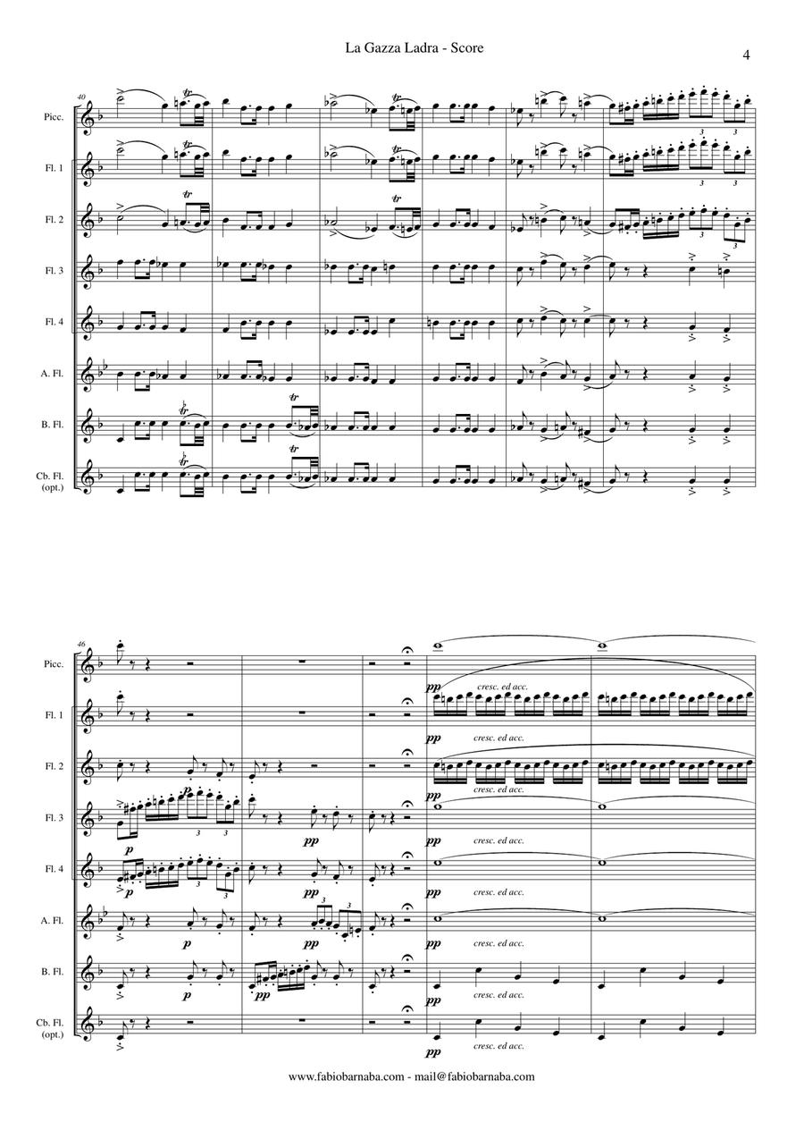 La Gazza Ladra (The Thieving Magpie) by Rossini - Overture for Flute Choir Flute Choir scores gallery preview page 5