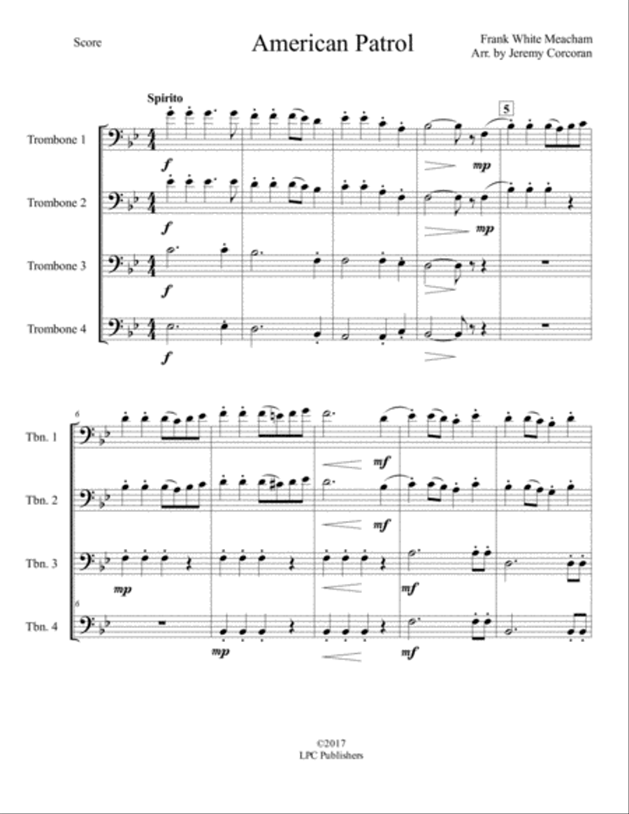 American Patrol for Trombone Quartet Trombone Quartet scores gallery preview page 2