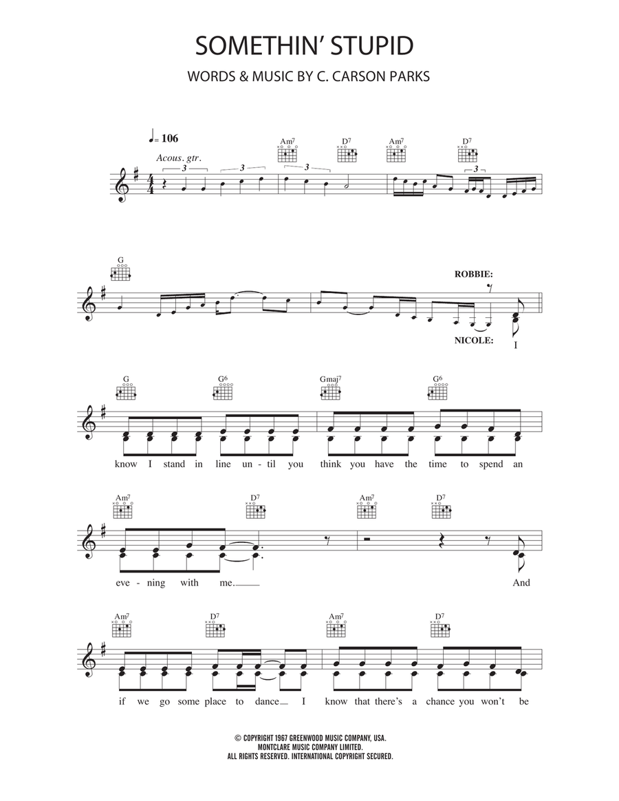 Somethin' Stupid Somethin' Stupid Piano scores gallery preview page 1