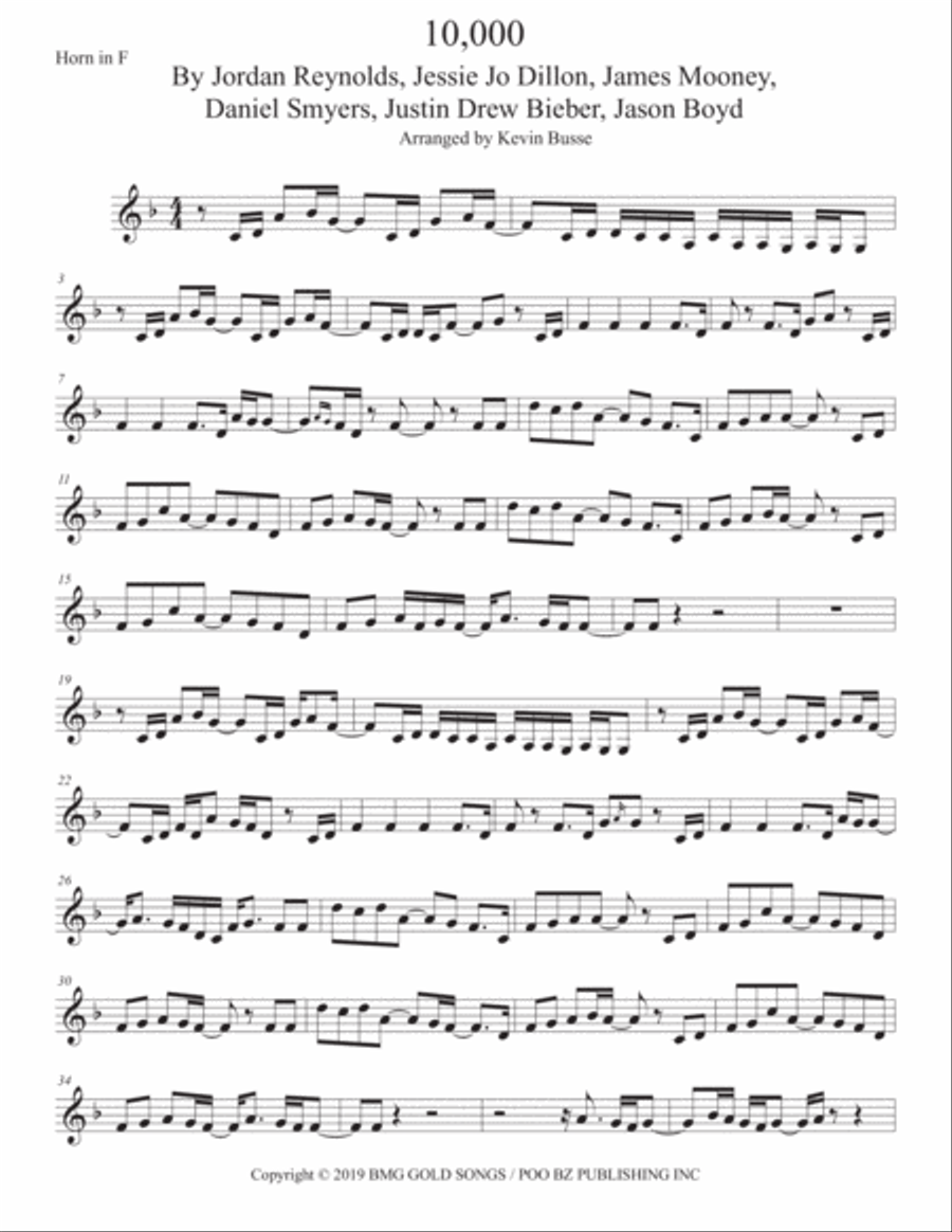 10,000 Hours Horn Solo scores gallery preview page 1