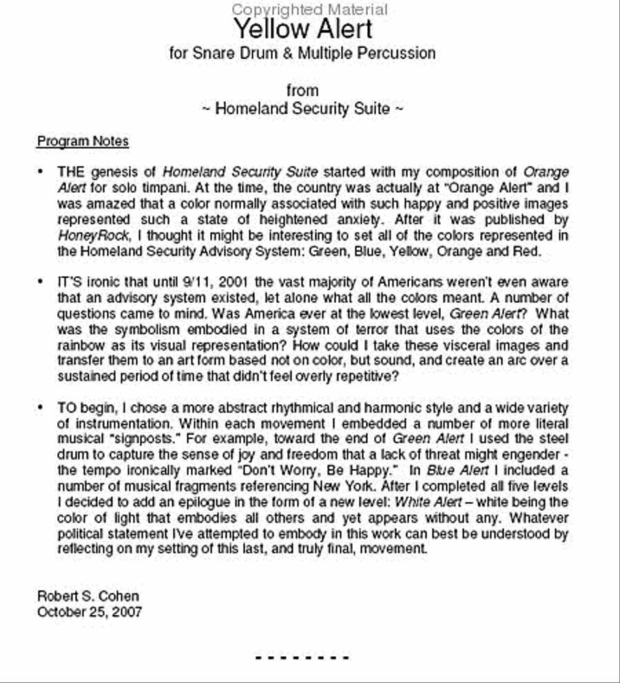 Yellow Alert Yellow Alert Percussion scores gallery preview page 2