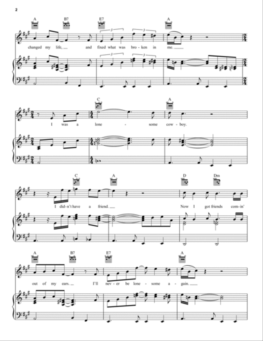 The Ballad Of The Lonesome Cowboy (from Toy Story 4) Piano, Vocal, Guitar scores gallery preview page 2