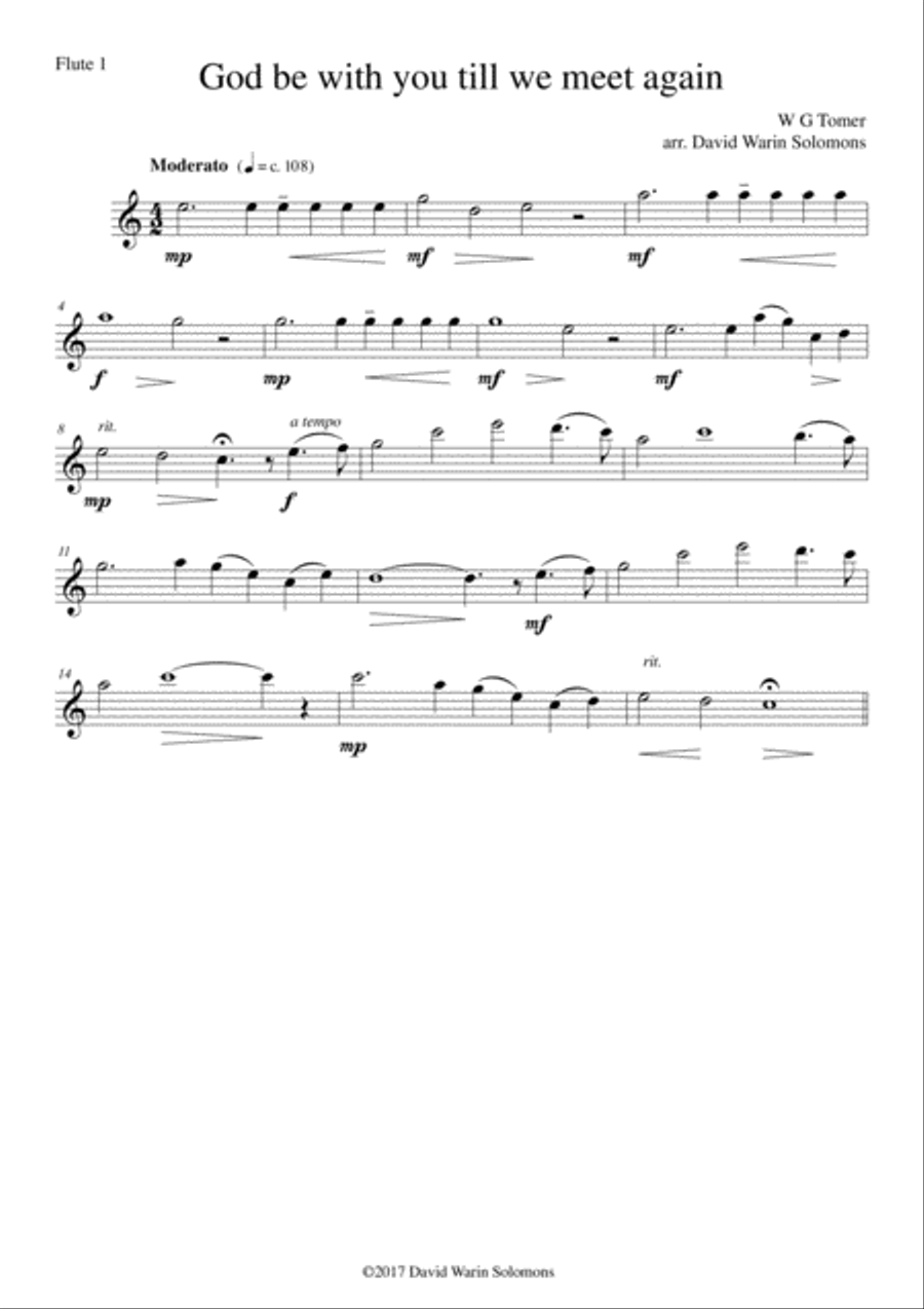 God be with you till we meet again for flute quartet Flute Quartet scores gallery preview page 3