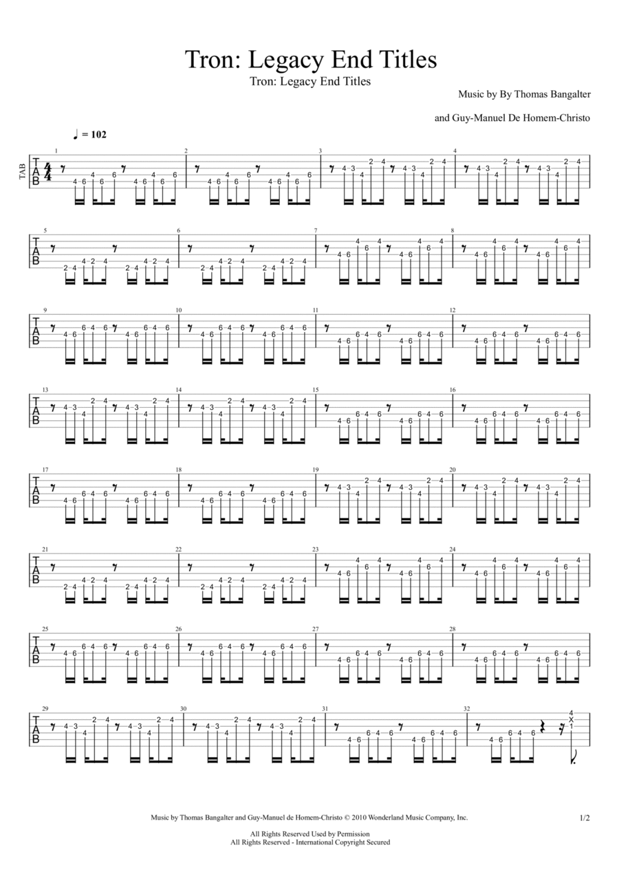 Tron Legacy (end Titles) Tron Legacy (end Titles) School and Community scores gallery preview page 1