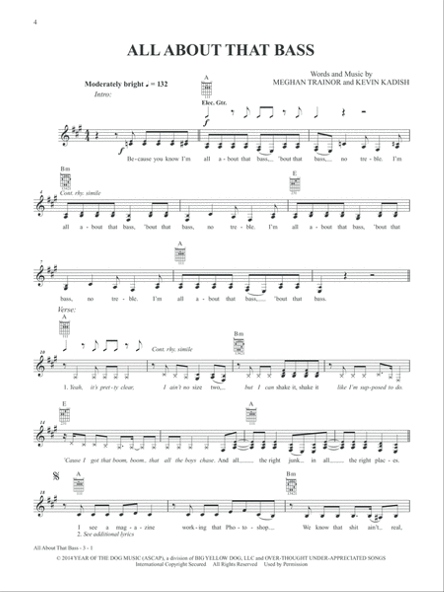 2015 Rock & Pop Chart Hits for Guitar Electric Guitar scores gallery preview page 4