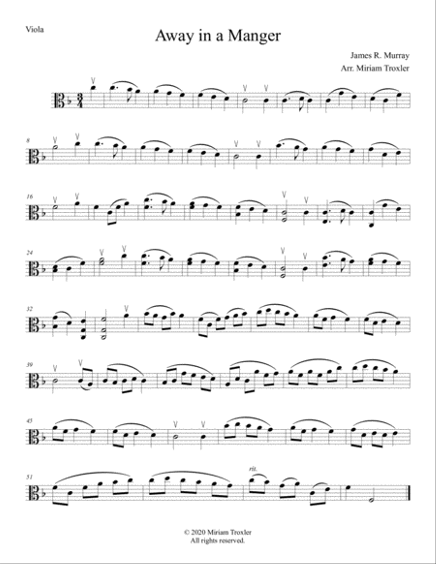 Traditional Christmas Carols for Solo Viola