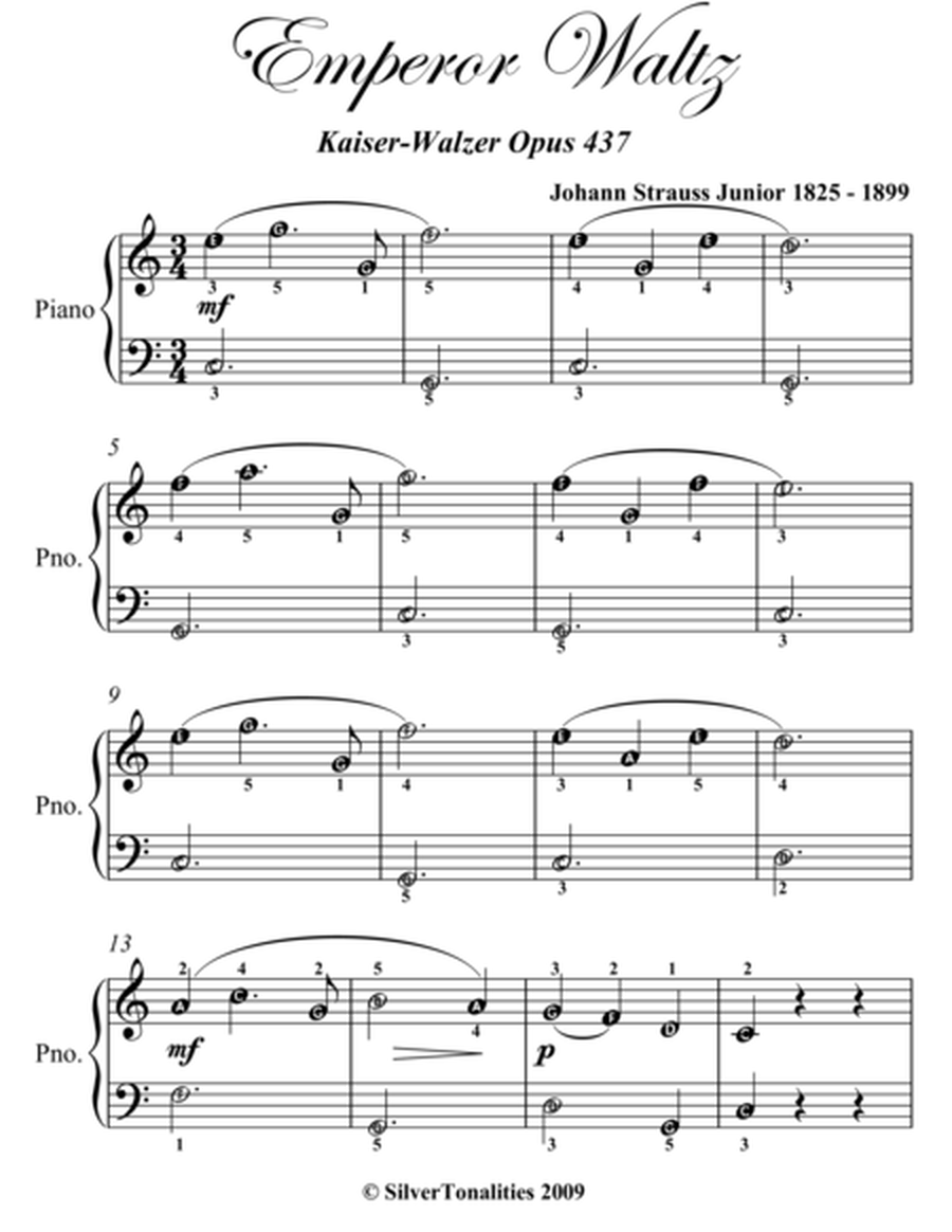 Emperor Waltz Easiest Piano Sheet Music