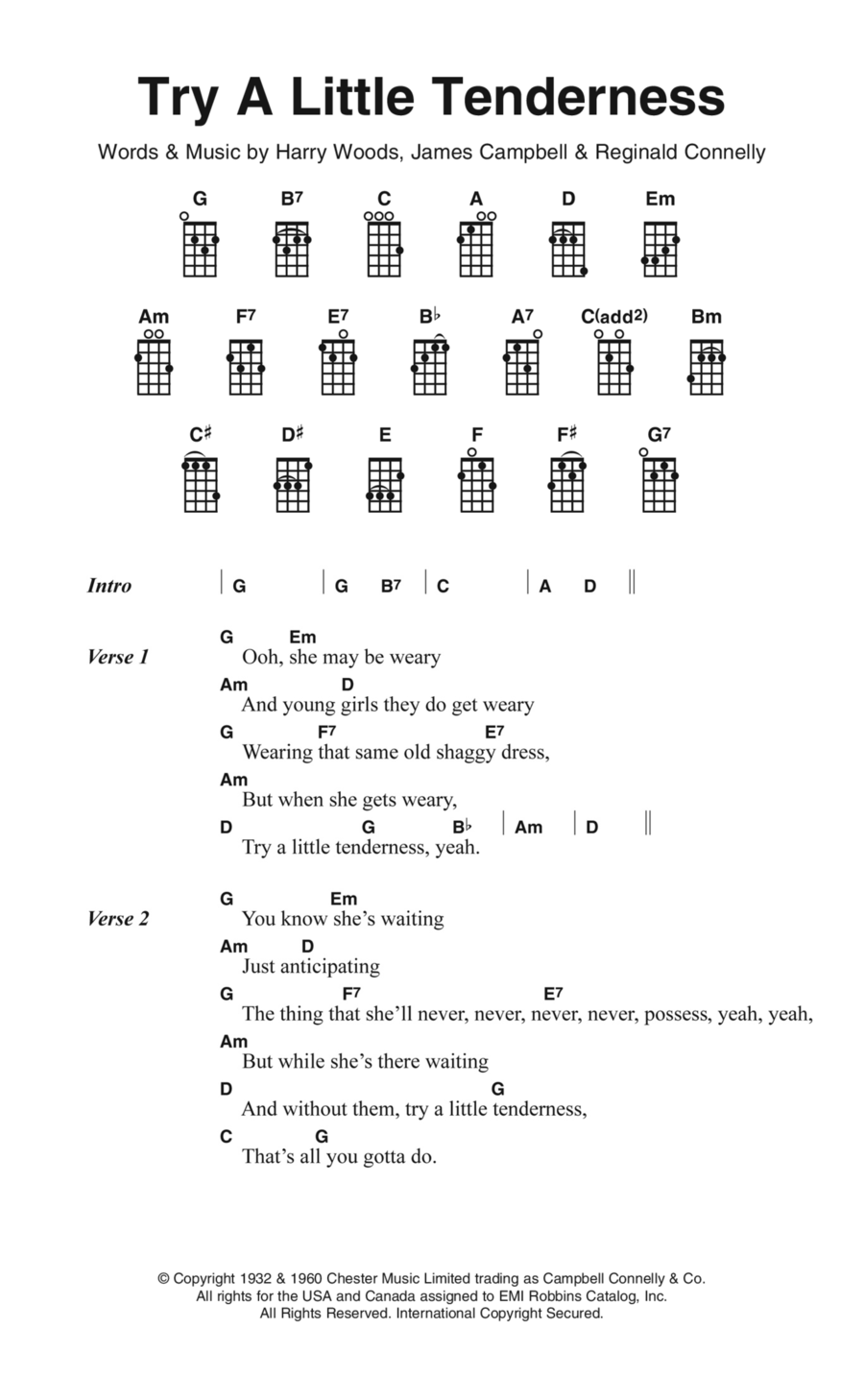 Try A Little Tenderness Ukulele scores gallery preview page 1