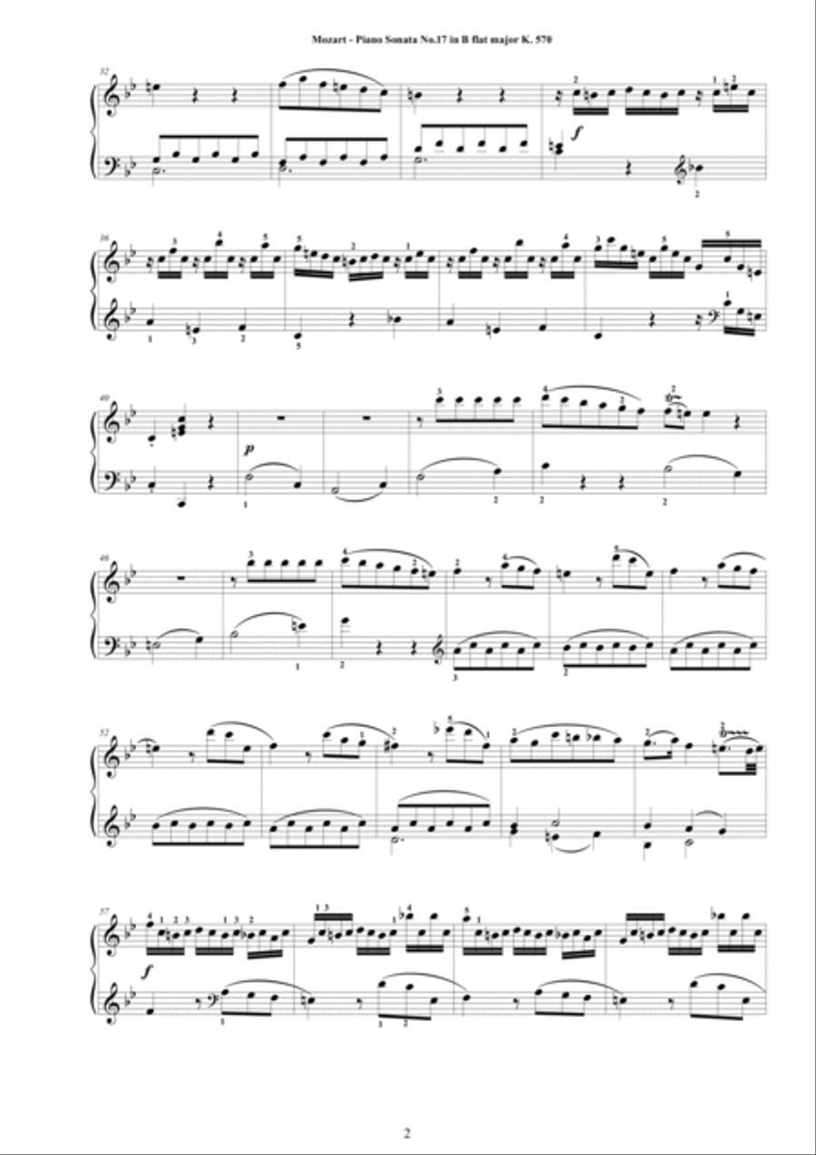Mozart - Piano Sonata No.17 in B flat major K 570 - Complete score Mozart - Piano Sonata No.17 in B flat major K 570 - Complete score Piano Solo scores gallery preview page 2