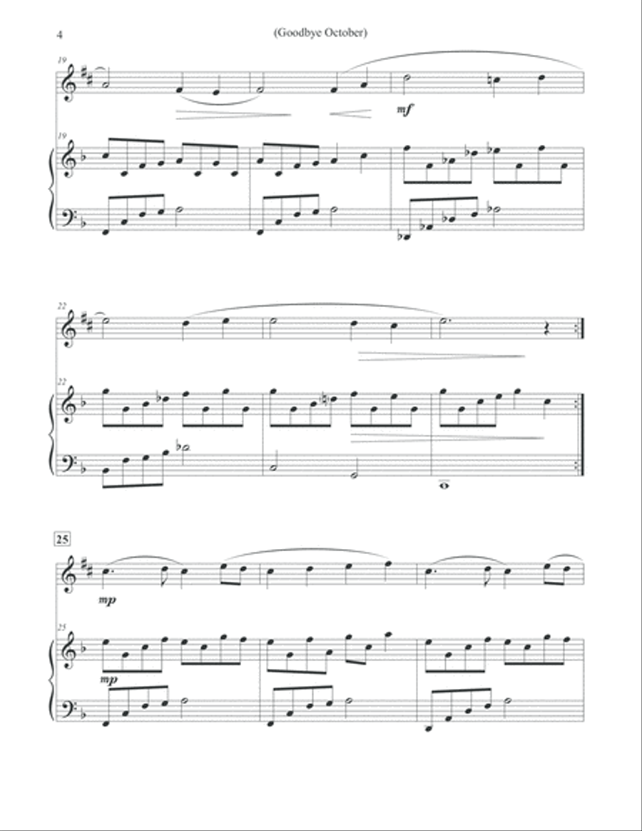 Goodbye October - Alto Sax & Piano Alto Saxophone scores gallery preview page 4