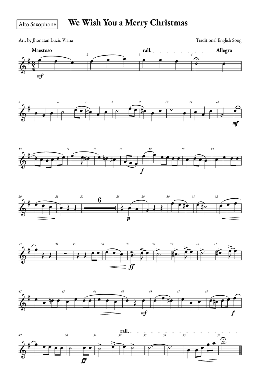 We Wish You a Merry Christmas Saxophone Quintet scores gallery preview page 5