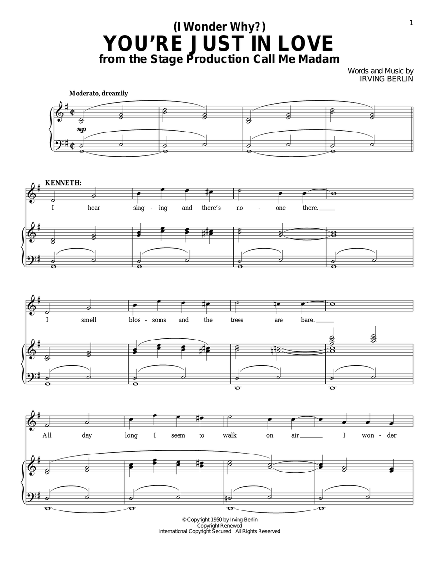 (I Wonder Why?) You're Just In Love Piano, Vocal scores gallery preview page 1