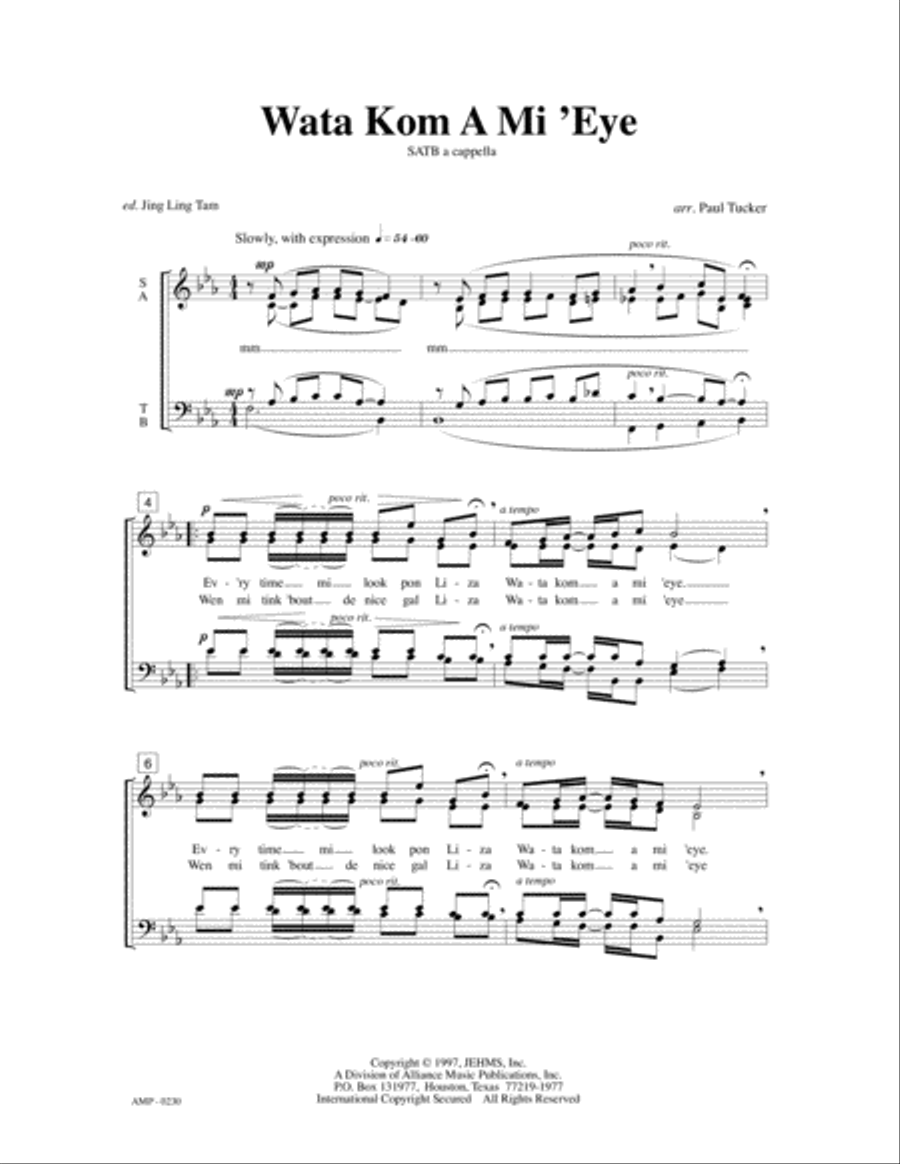 Wata Kom a Mi 'Eye Wata Kom a Mi 'Eye 4-Part scores gallery preview page 2