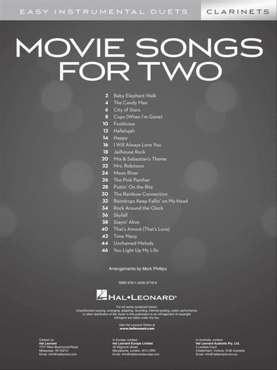 Movie Songs for Two Clarinets Clarinet Duet scores gallery preview page 2