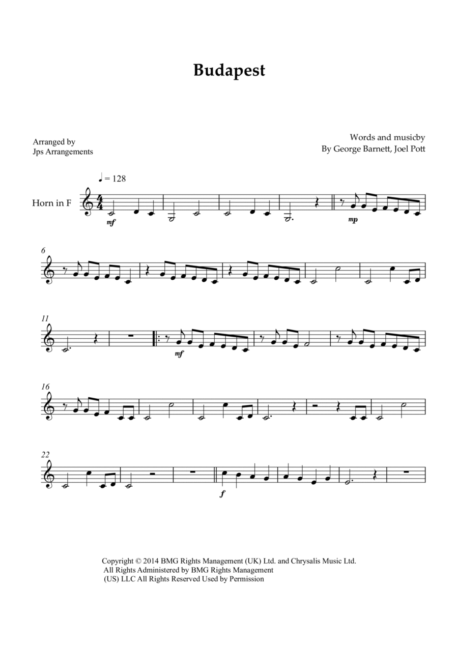 Budapest Horn Solo scores gallery preview page 1