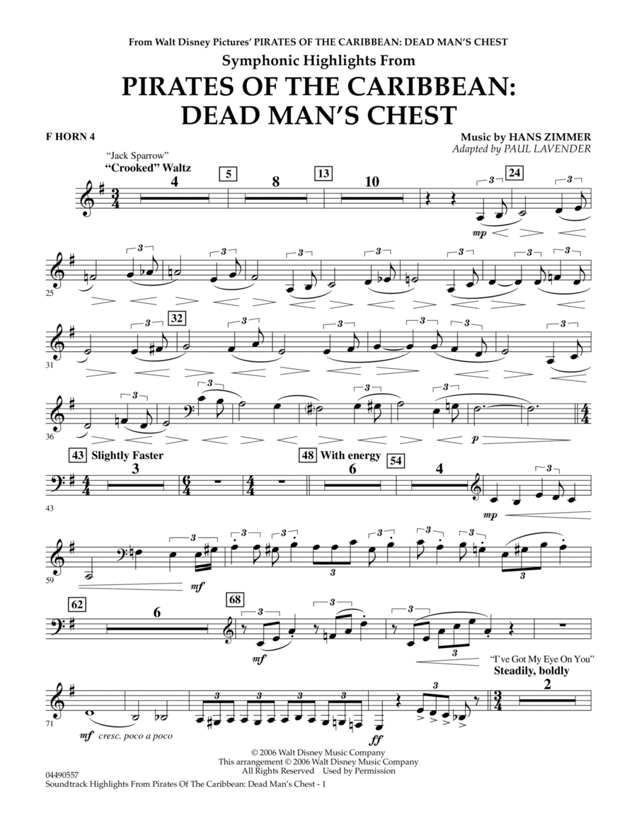 Soundtrack Highlights from Pirates Of The Caribbean: Dead Man's Chest - F Horn 4