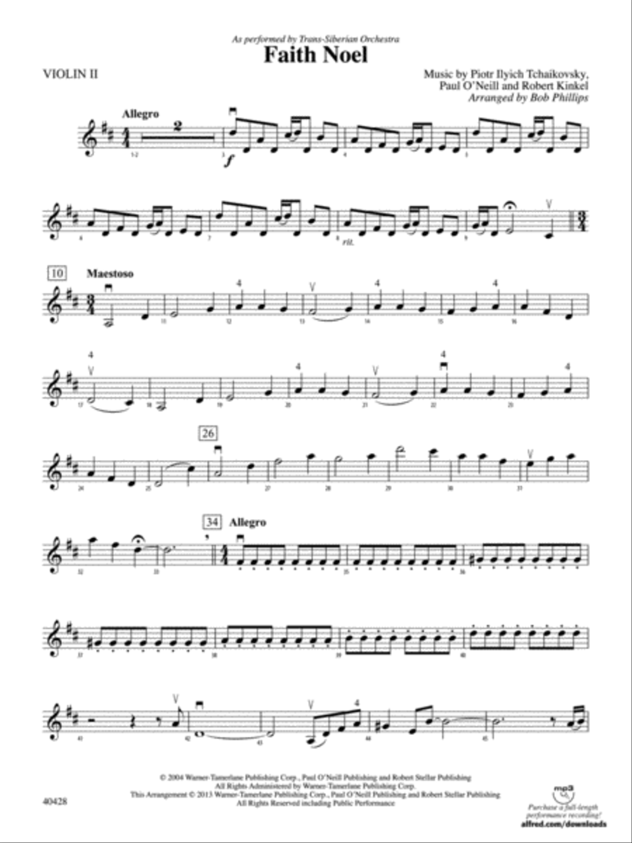 Faith Noel: 2nd Violin Faith Noel: 2nd Violin String Orchestra scores gallery preview page 1