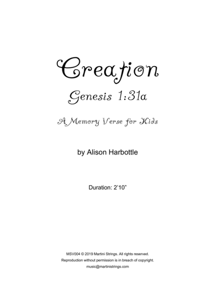 "Creation" - Genesis 1:31a memory verse image number null