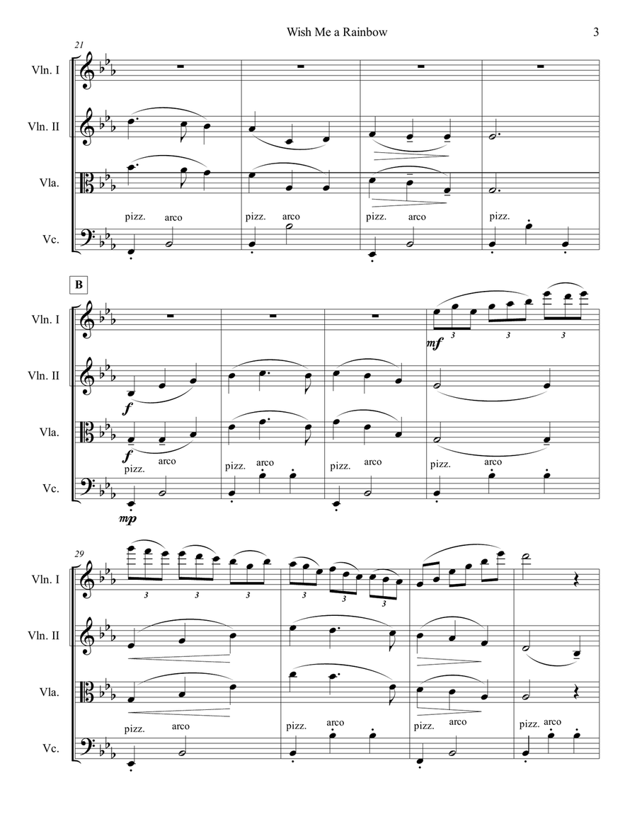 Wish Me A Rainbow String Quartet scores gallery preview page 6