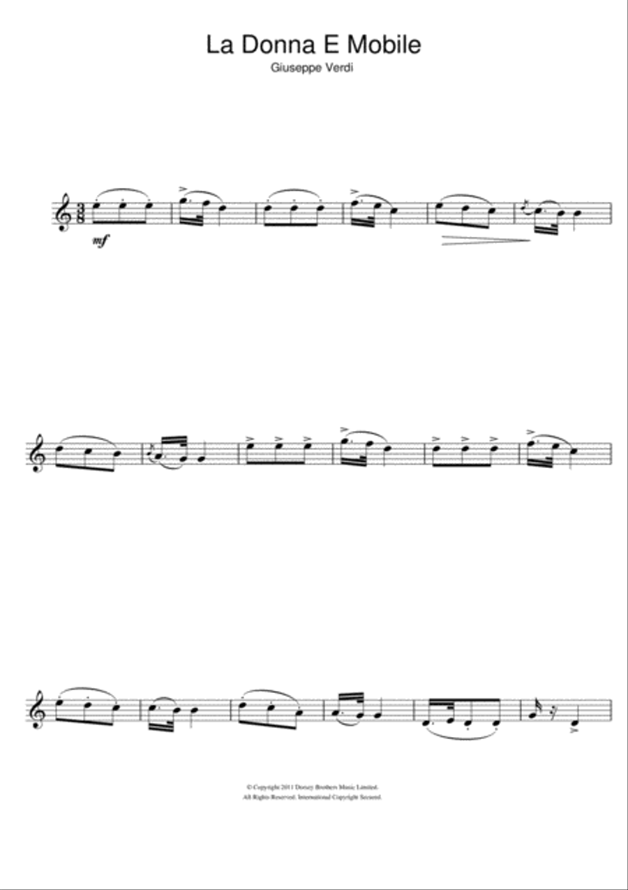 La Donna E Mobile Clarinet Solo scores gallery preview page 1