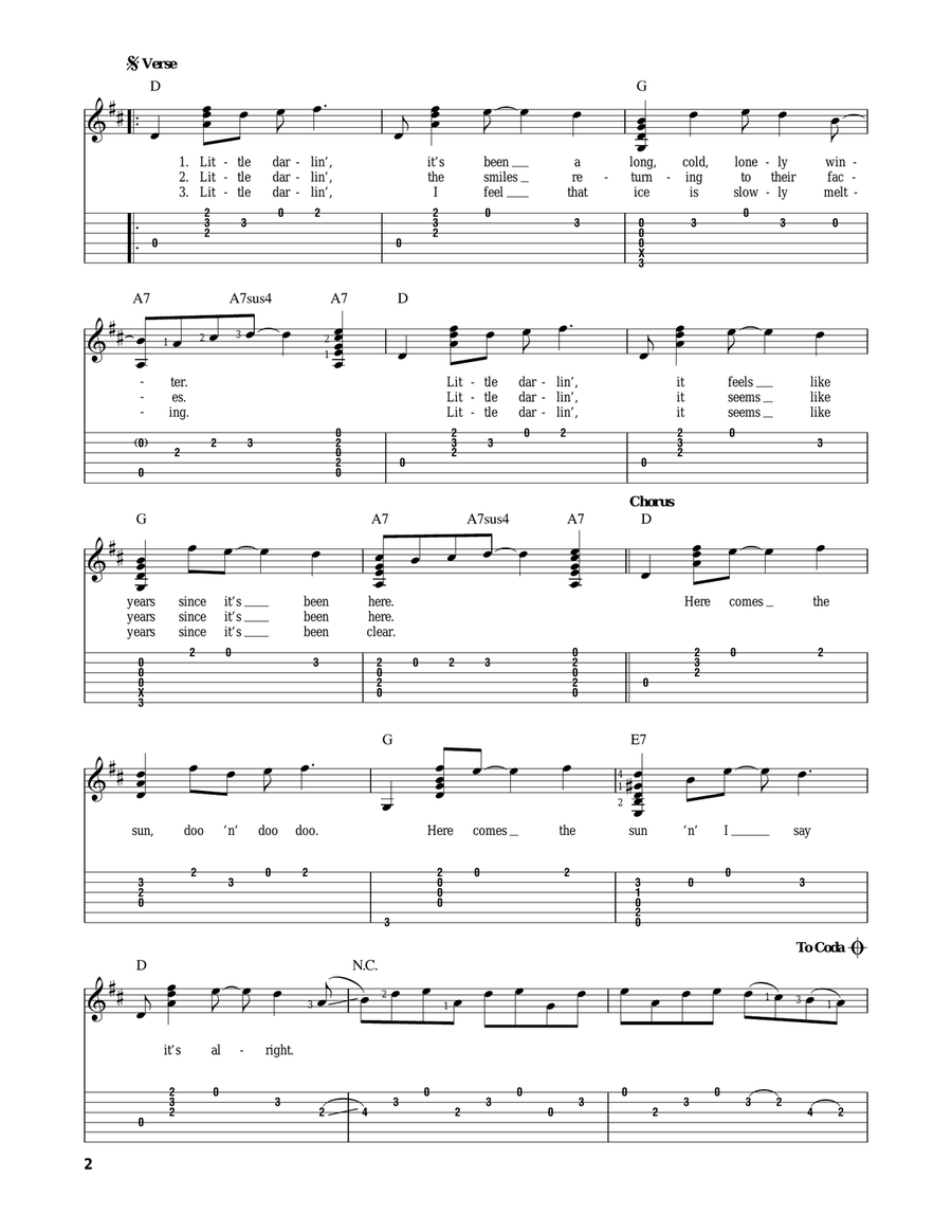 Here Comes The Sun Here Comes The Sun Acoustic Guitar scores gallery preview page 2
