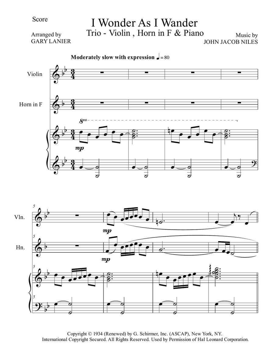 I Wonder As I Wander Horn scores gallery preview page 2
