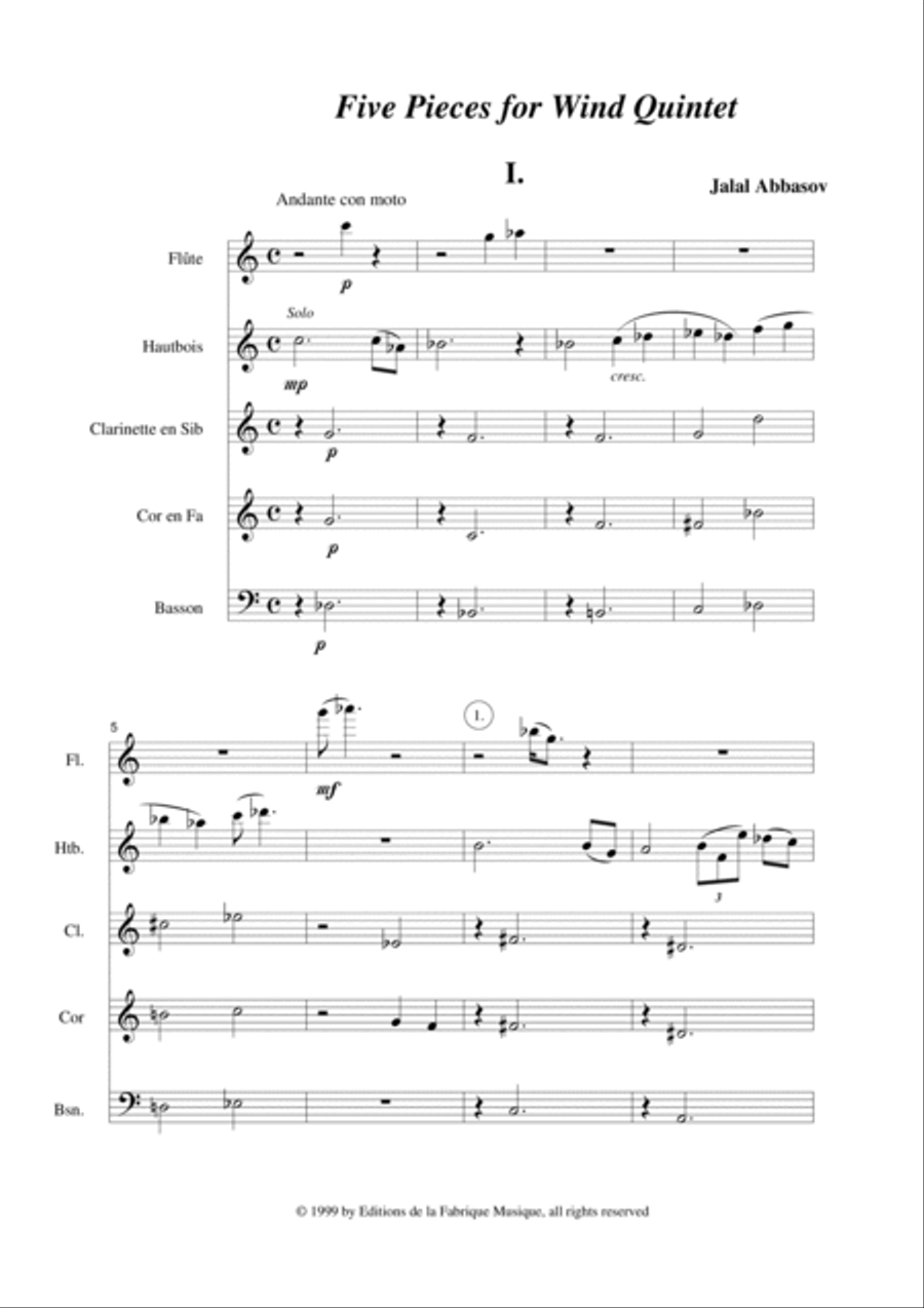Five Pieces for Wind Quintet Woodwind Quintet scores gallery preview page 2