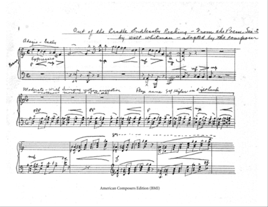 [Becker] Out of the Cradle Endlessly Rocking (Piano Reduction)