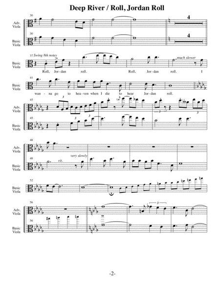 Deep River with Roll Jordan Roll (Arrangements Level 2-5 for VIOLA + Written Acc) Hymn image number null