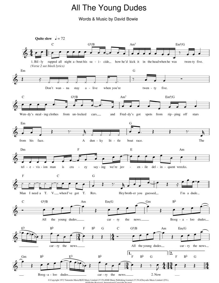 All The Young Dudes All The Young Dudes Piano scores gallery preview page 1