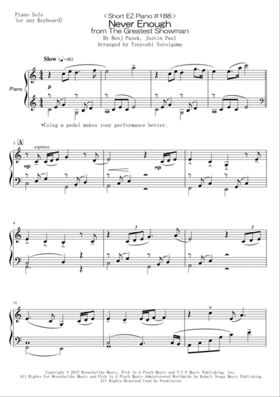 Never Enough Never Enough Easy Piano scores gallery preview page 1