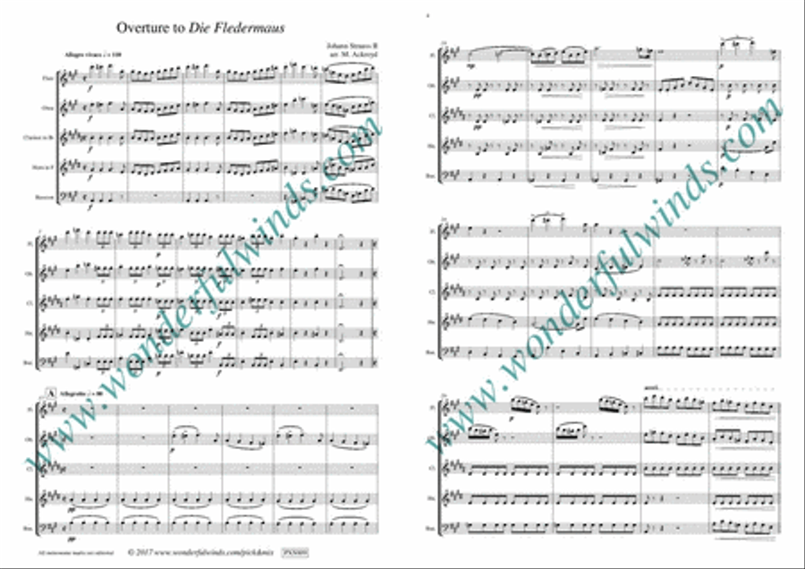Overture To Die Fledermaus Woodwind Quintet scores gallery preview page 2