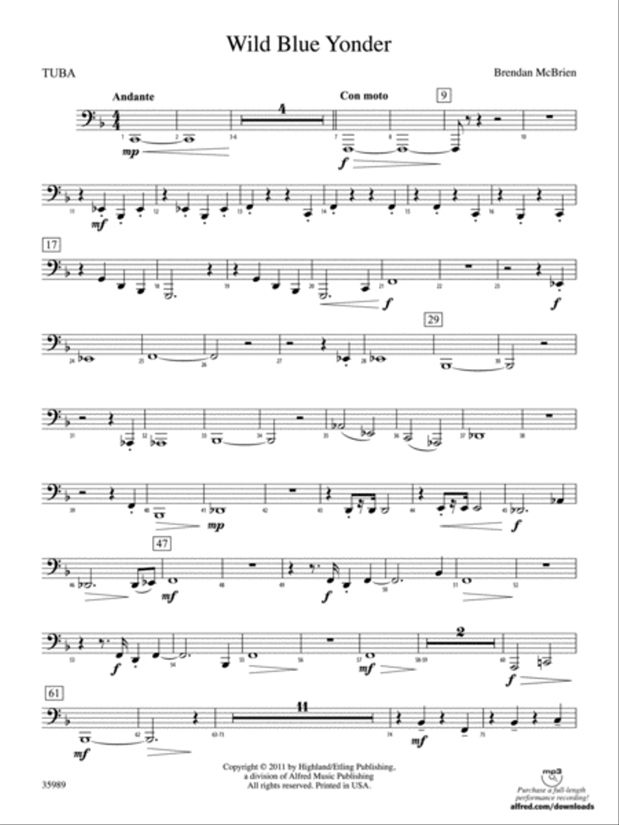 Wild Blue Yonder: Tuba Wild Blue Yonder: Tuba Full Orchestra scores gallery preview page 1