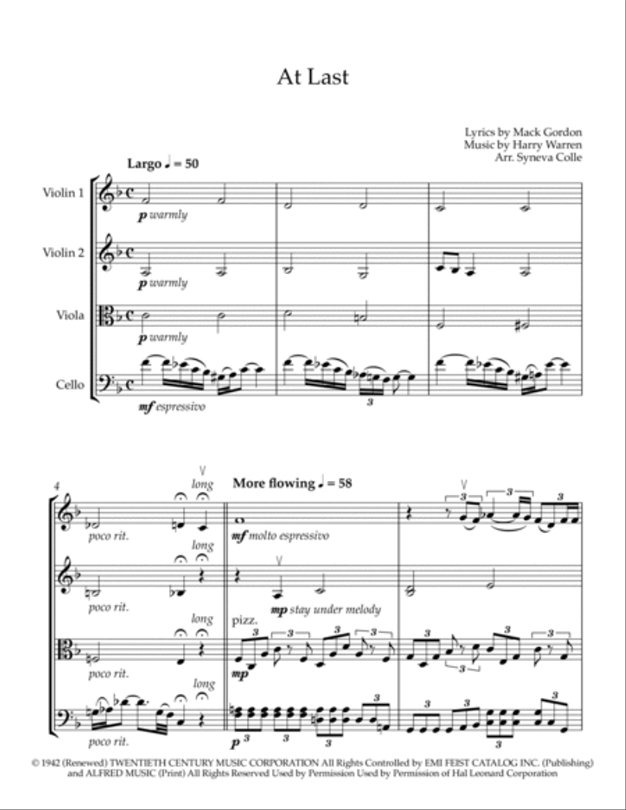 At Last At Last String Quartet scores gallery preview page 2