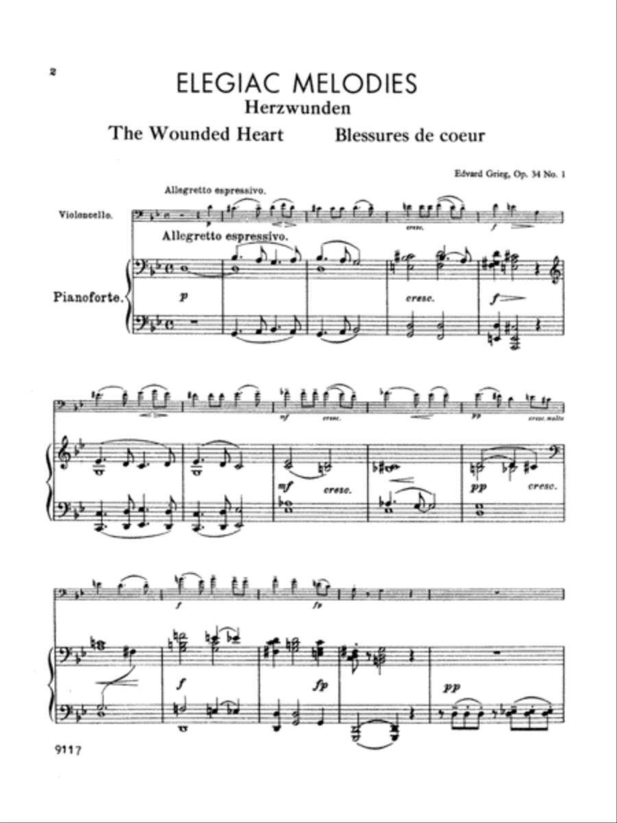 Grieg: Elegiac Melodies, Op. 34 Piano scores gallery preview page 2