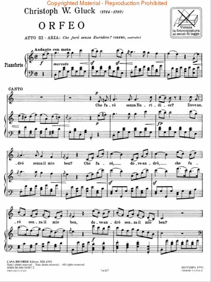 Che faró senza Euridice (from Orfeo ed Euridice) Voice scores gallery preview page 2