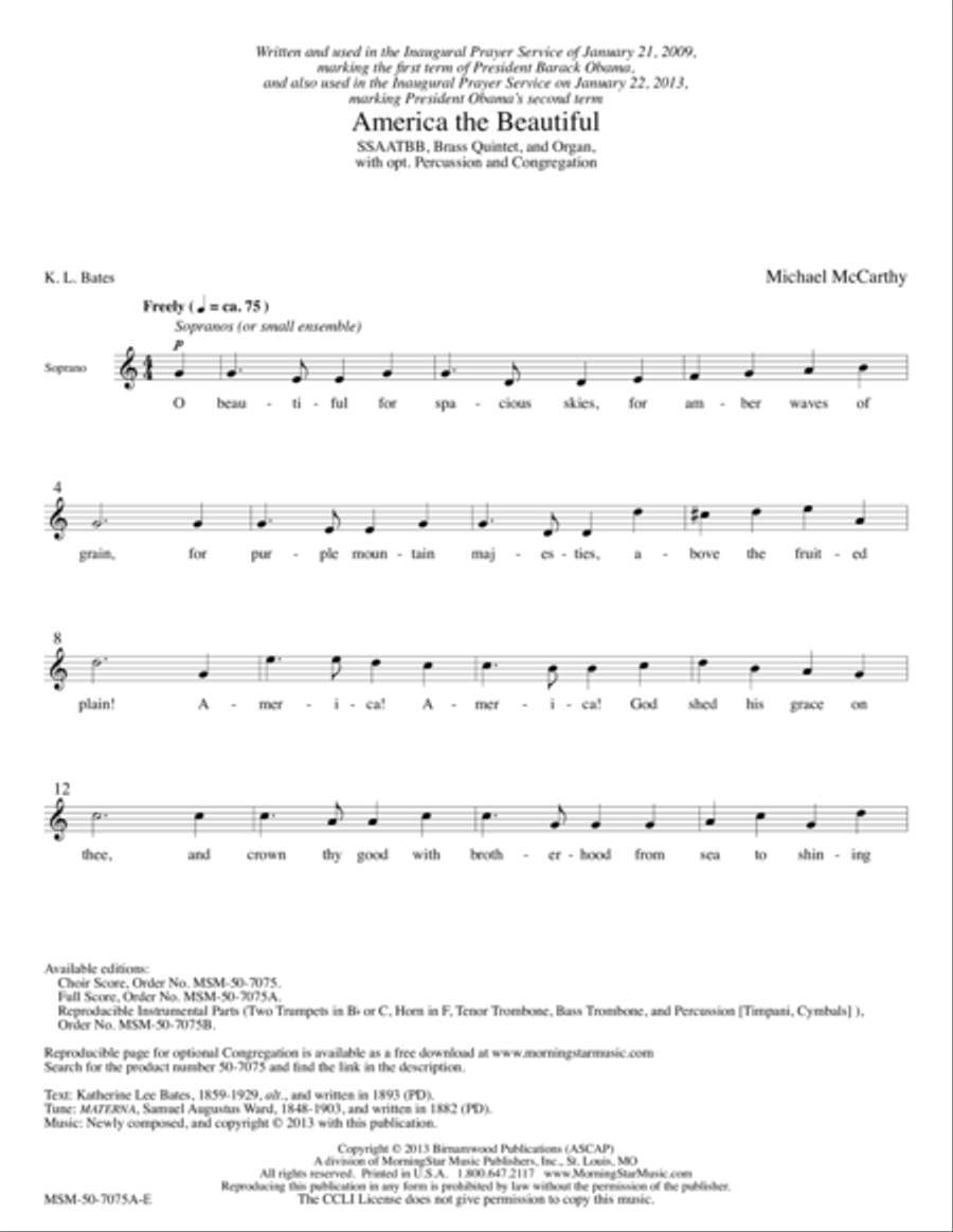 America the Beautiful Choir scores gallery preview page 1